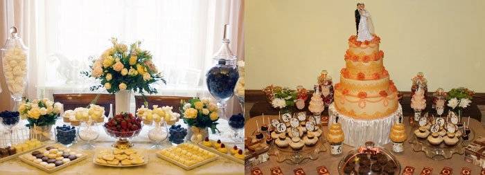 Оформление сладкого стола на свадьбу