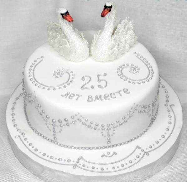 Торт на серебряную свадьбу из мастики фото