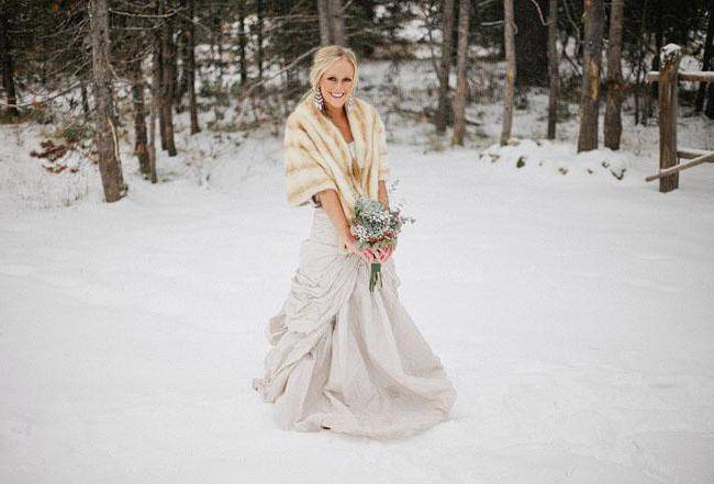 Свадебное платье зимой фото