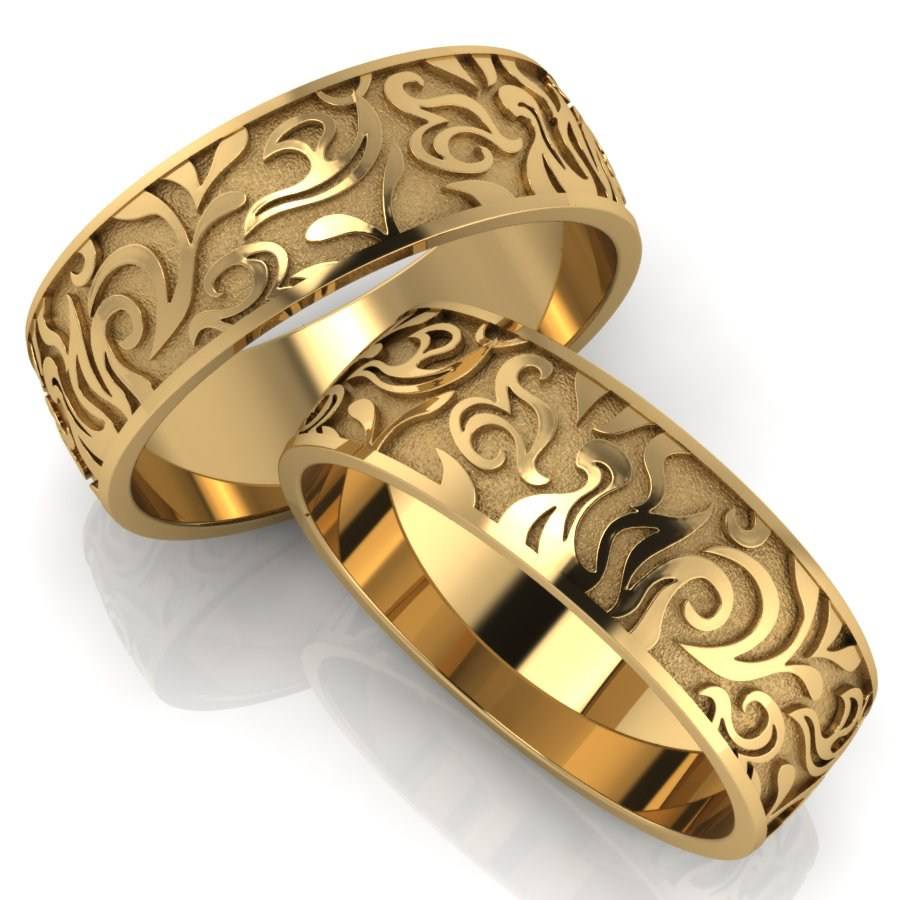 Парные обручальные кольца с орнаментом