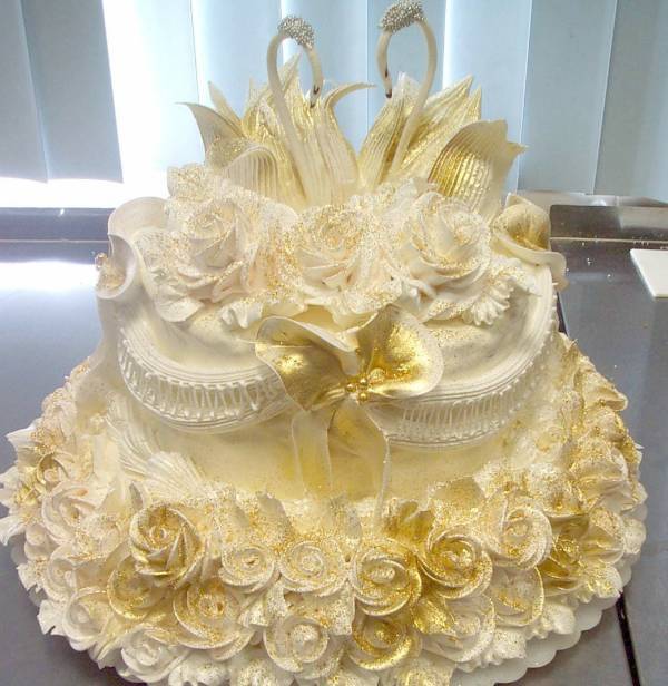 Торт на золотую свадьбу из мастики