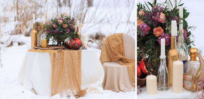 Свадебный декор для зимней фотосессии