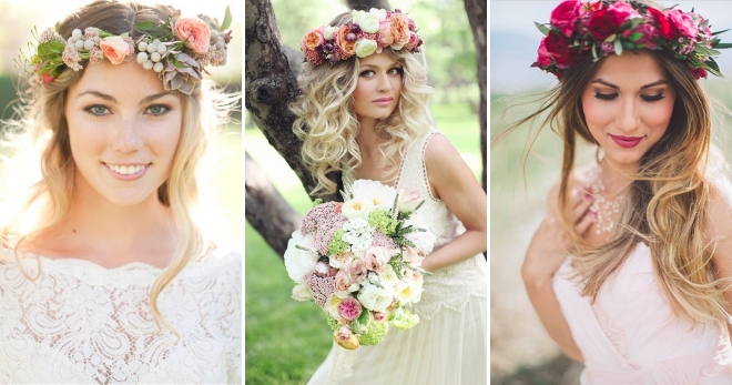 Свадебный венок – лучшие прически для невесты с венком из цветов