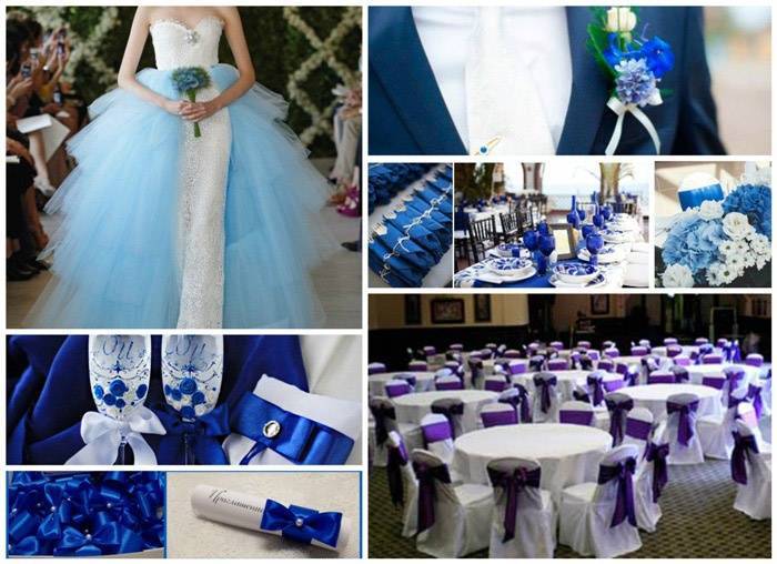 Общая концепция свадьбы с синим цветом