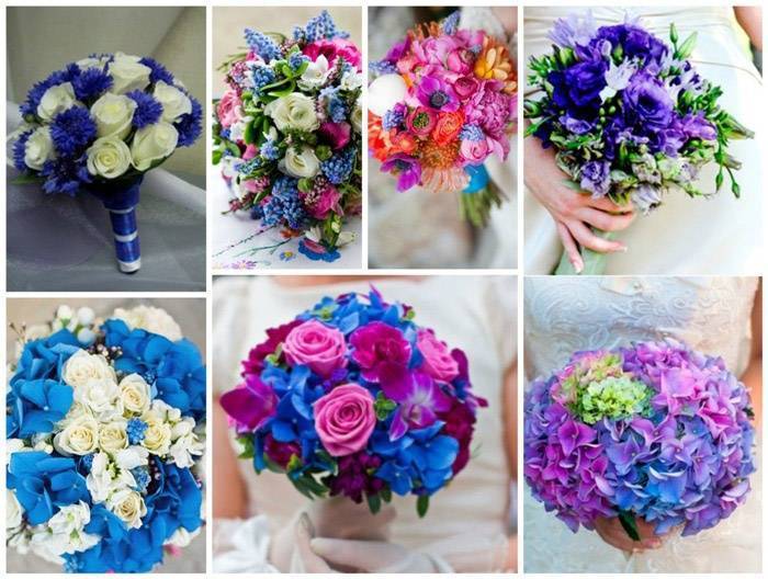 Разнообразие цветовой гаммы в синих свадебных цветах